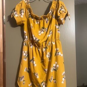 Blush Yellow Floral Dress; can be worn off the shoulder